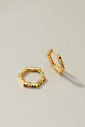 Hexagon Huggie Earrings