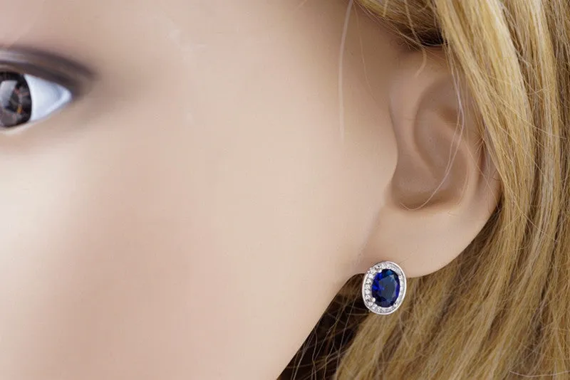 High quality Real platinum Filled Blue AAA  Cubic Zirconia Street fashion shoot Hoop Earrings dangler For Woman