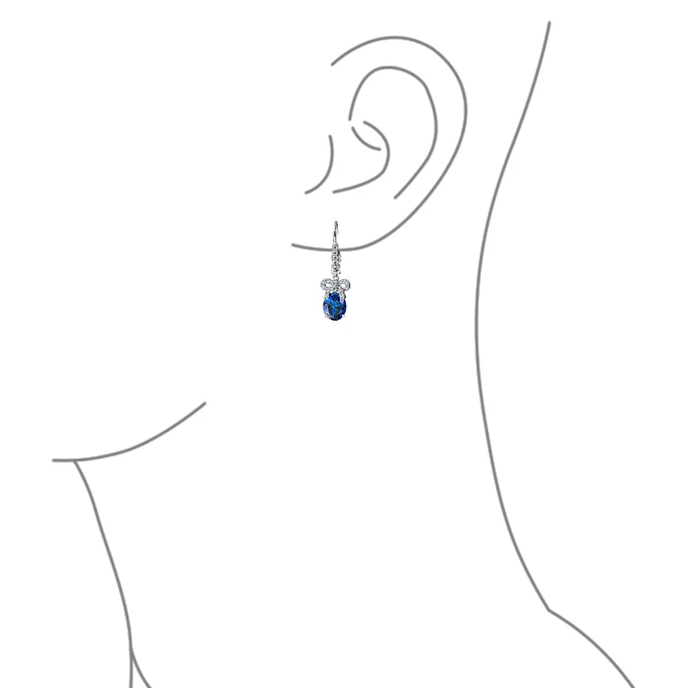 Holiday Bridal Vintage Dangle Chandelier Earrings with CZ Gemstone Ribbon Bow