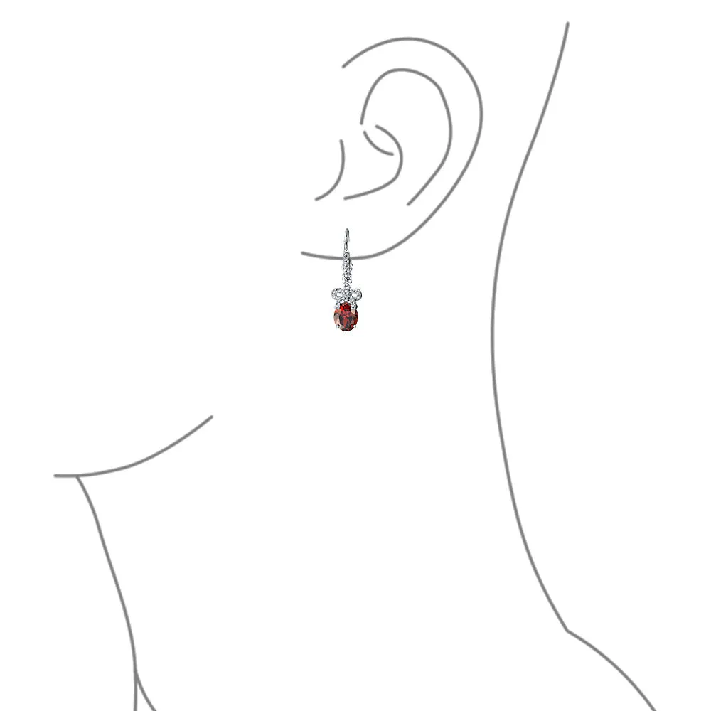 Holiday Bridal Vintage Dangle Chandelier Earrings with CZ Gemstone Ribbon Bow