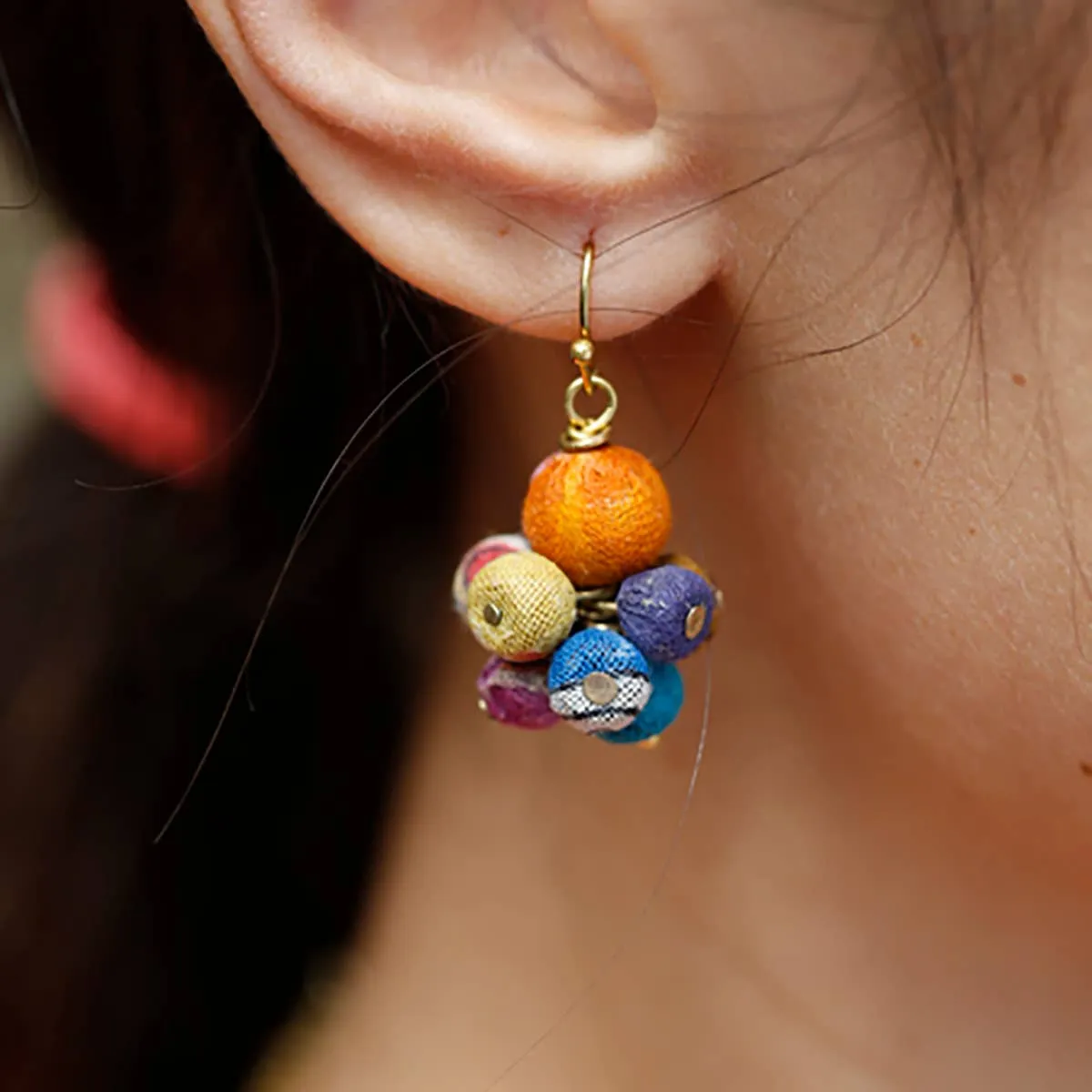 Kantha Cluster Earrings