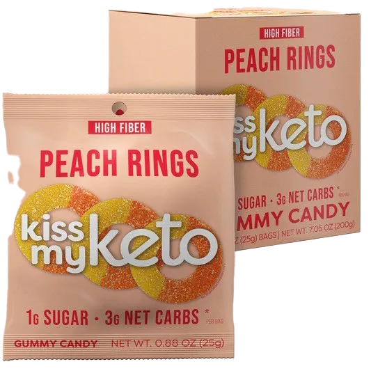 Kiss My Keto Peach Rings Keto Gummies - 8 x 25g