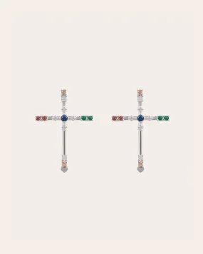 La Cruz Colorida earrings - sterling silver