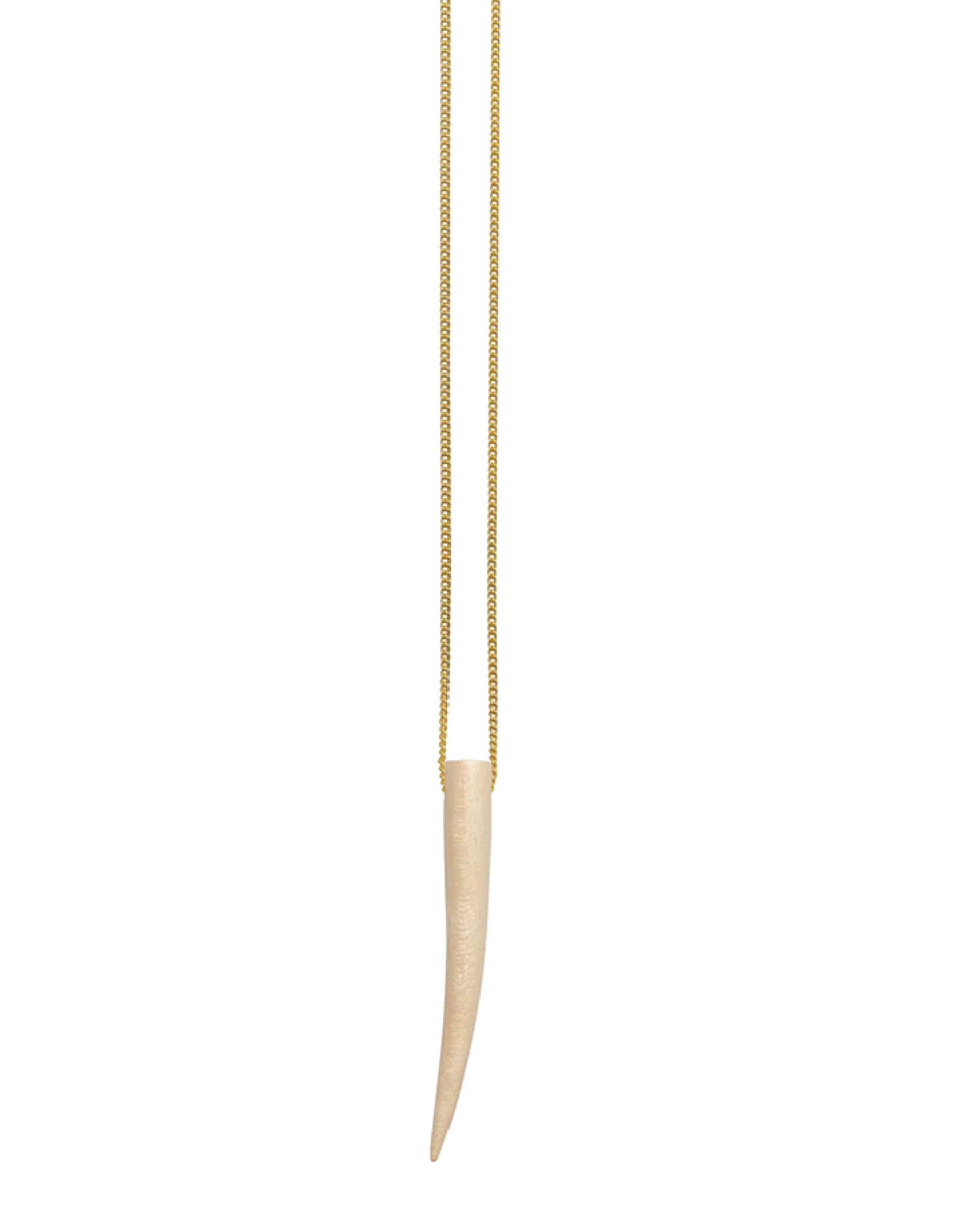 Long White Wood Horn Necklace