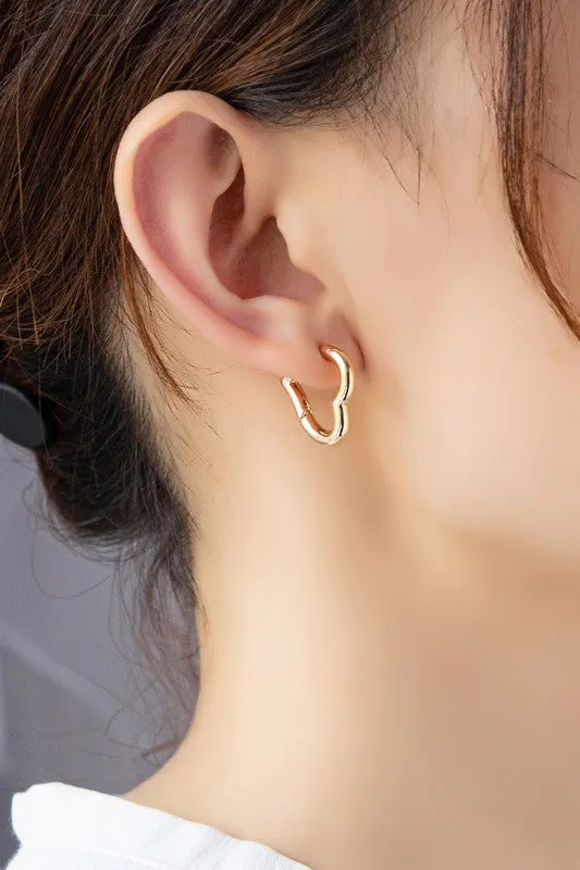 Love Don’t Cost A Thing Heart shape hinged huggie hoop earrings - BP