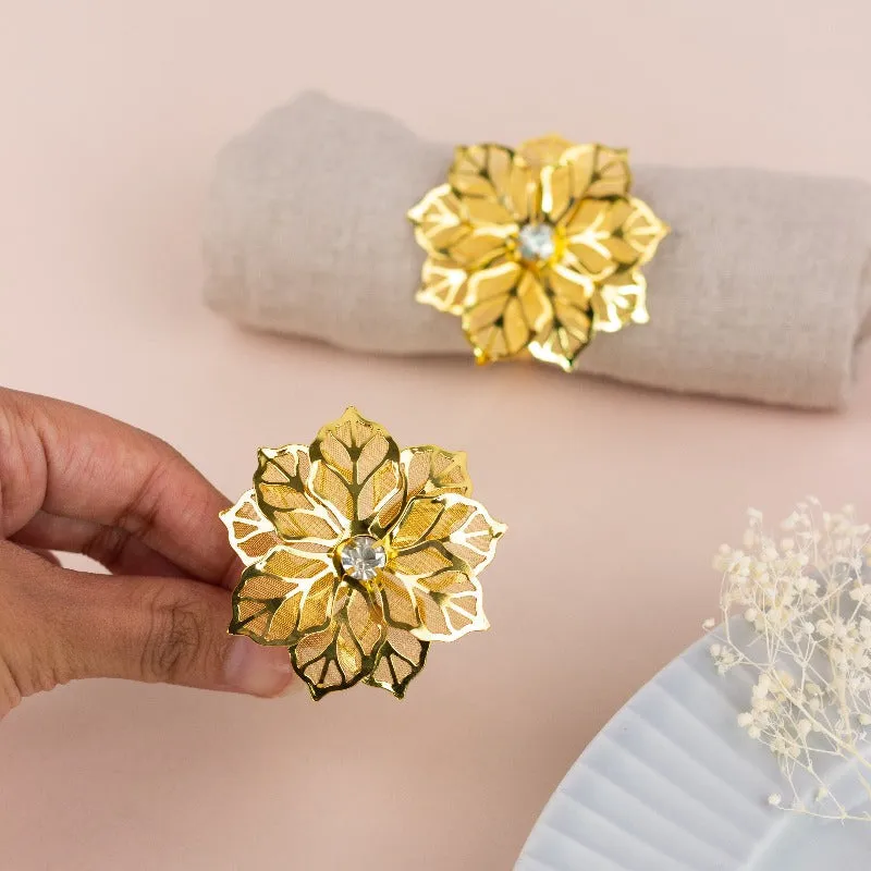 Luxury Flora Gold Napkin Rings (Set of 6)