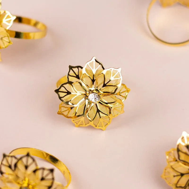 Luxury Flora Gold Napkin Rings (Set of 6)
