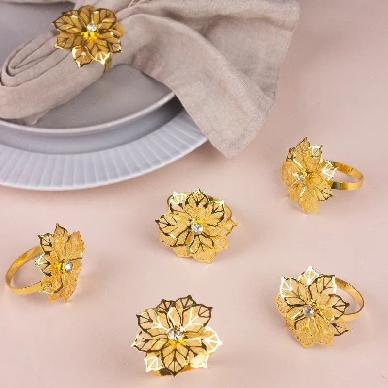 Luxury Flora Gold Napkin Rings (Set of 6)