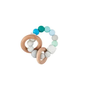 Mud Pie - Silicone & Wood Teether, Blue & Green