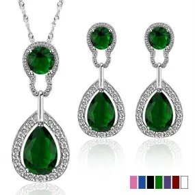 Multicolor Wedding Jewelry Sets for Women Bridal Silver Gold Plated Crystal Vintage Jewelry Set