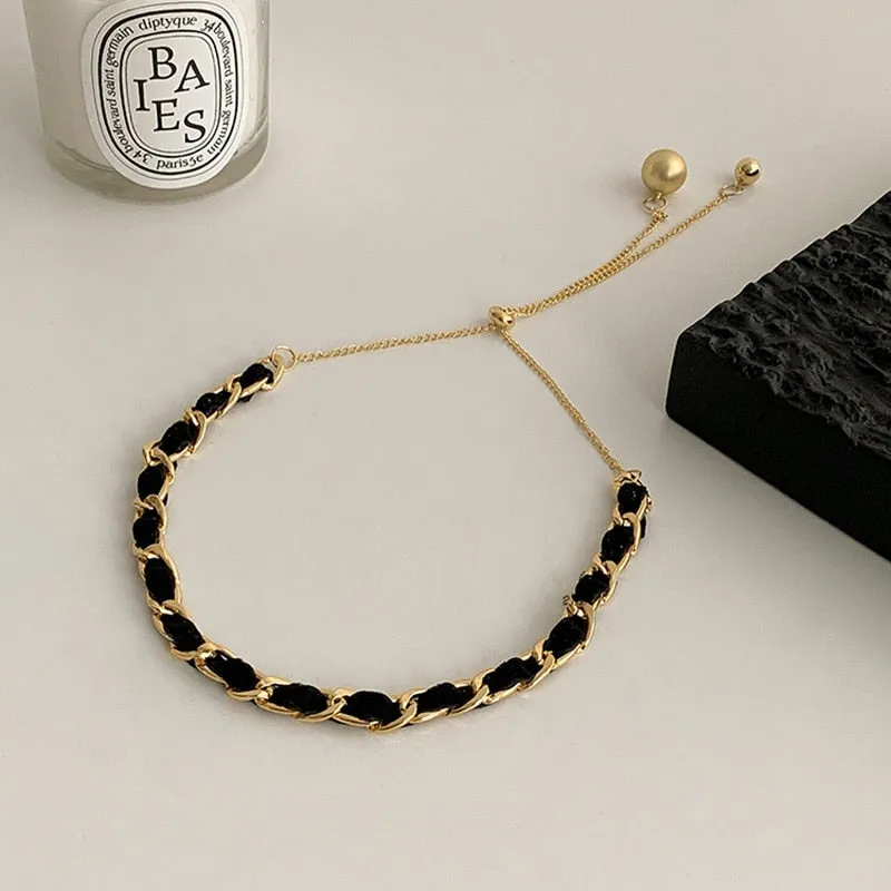 Necklaces Charm Jewelry Leather Choker Statement Metal Ball #ET501
