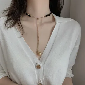Necklaces Charm Jewelry Leather Choker Statement Metal Ball #ET501
