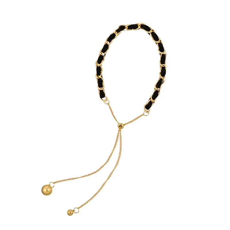 Necklaces Charm Jewelry Leather Choker Statement Metal Ball #ET501