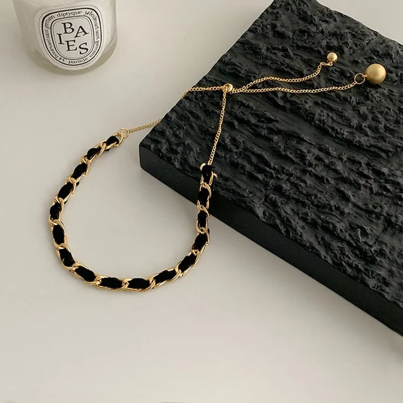 Necklaces Charm Jewelry Leather Choker Statement Metal Ball #ET501
