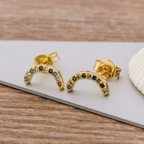 New Fashion Delicate Cute CZ Zircon Crystal Bend Stud Earrings