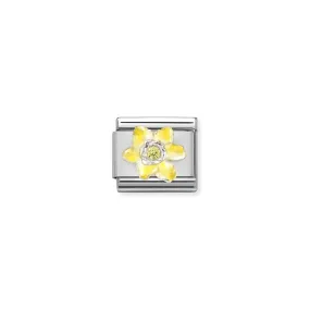 Nomination Composable Link Daffodil, Cubic Zirconia, Silver & Enamel