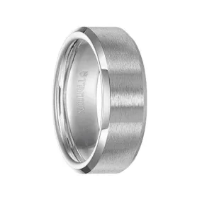 OLIVER Brush Finish Cobalt Comfort Fit Wedding Band with Polished Bevels by Triton Rings - 8 mm