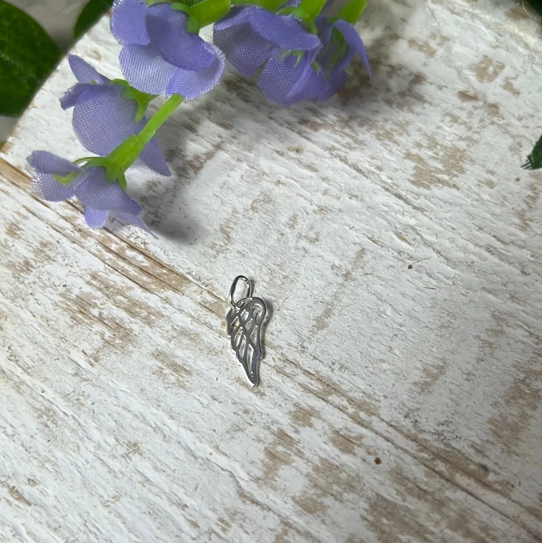 Open Angel Wing Feather 925 Sterling Silver Pendant Charm
