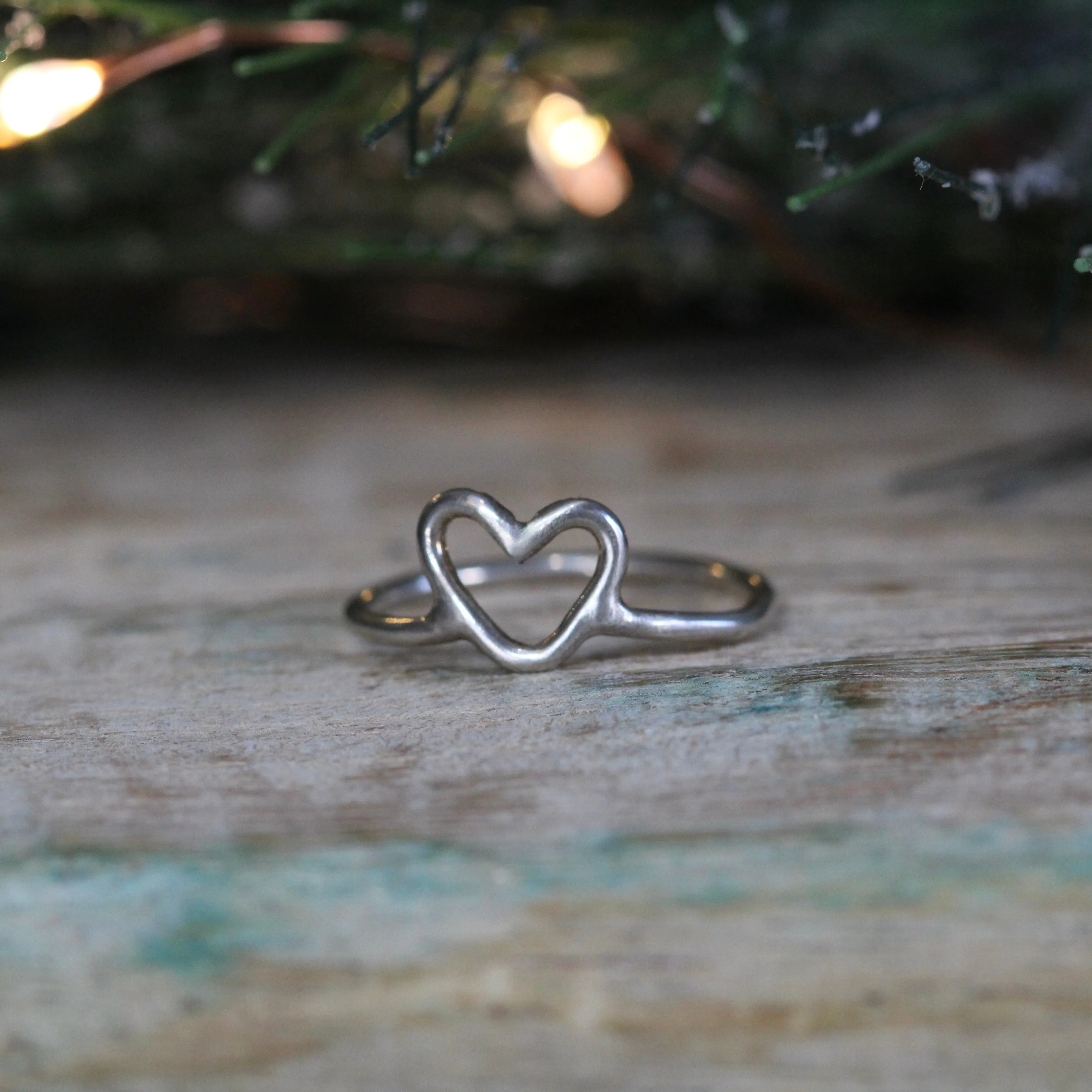 Open Heart sterling silver stacking ring