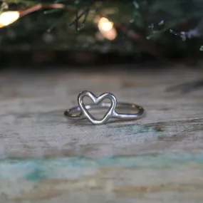 Open Heart sterling silver stacking ring