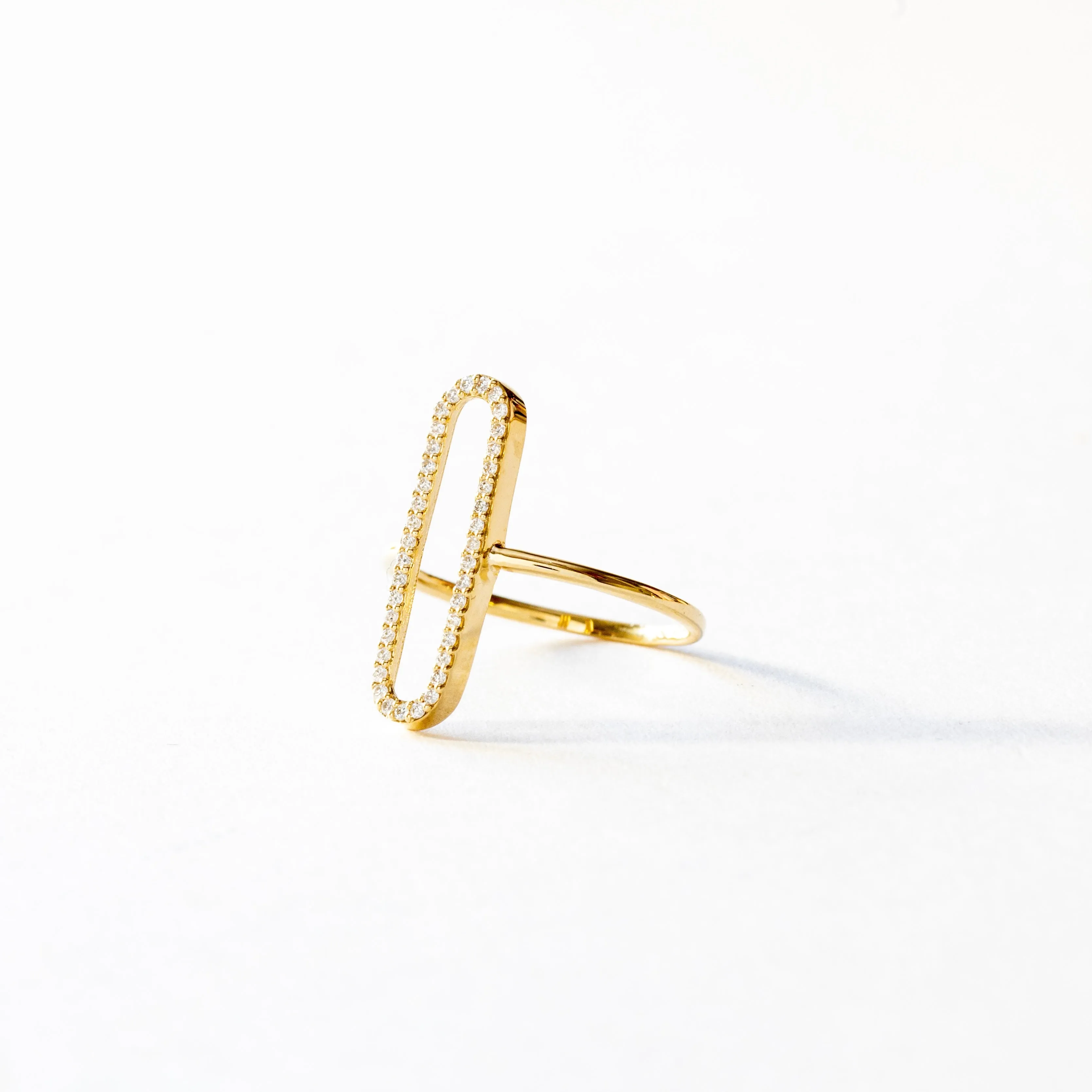 Open rectangle diamond  ring