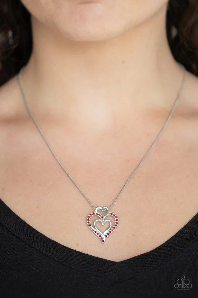 Paparazzi Necklace ~ Triple the Beat - Red