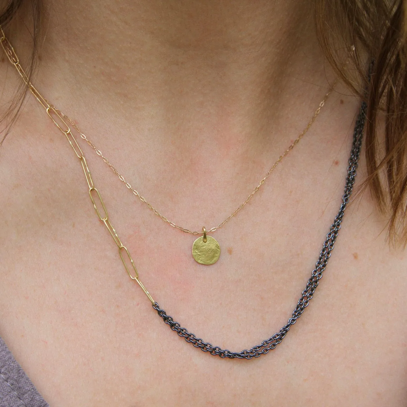 Parchment Disk Necklace - 14k & 18k Yellow Gold