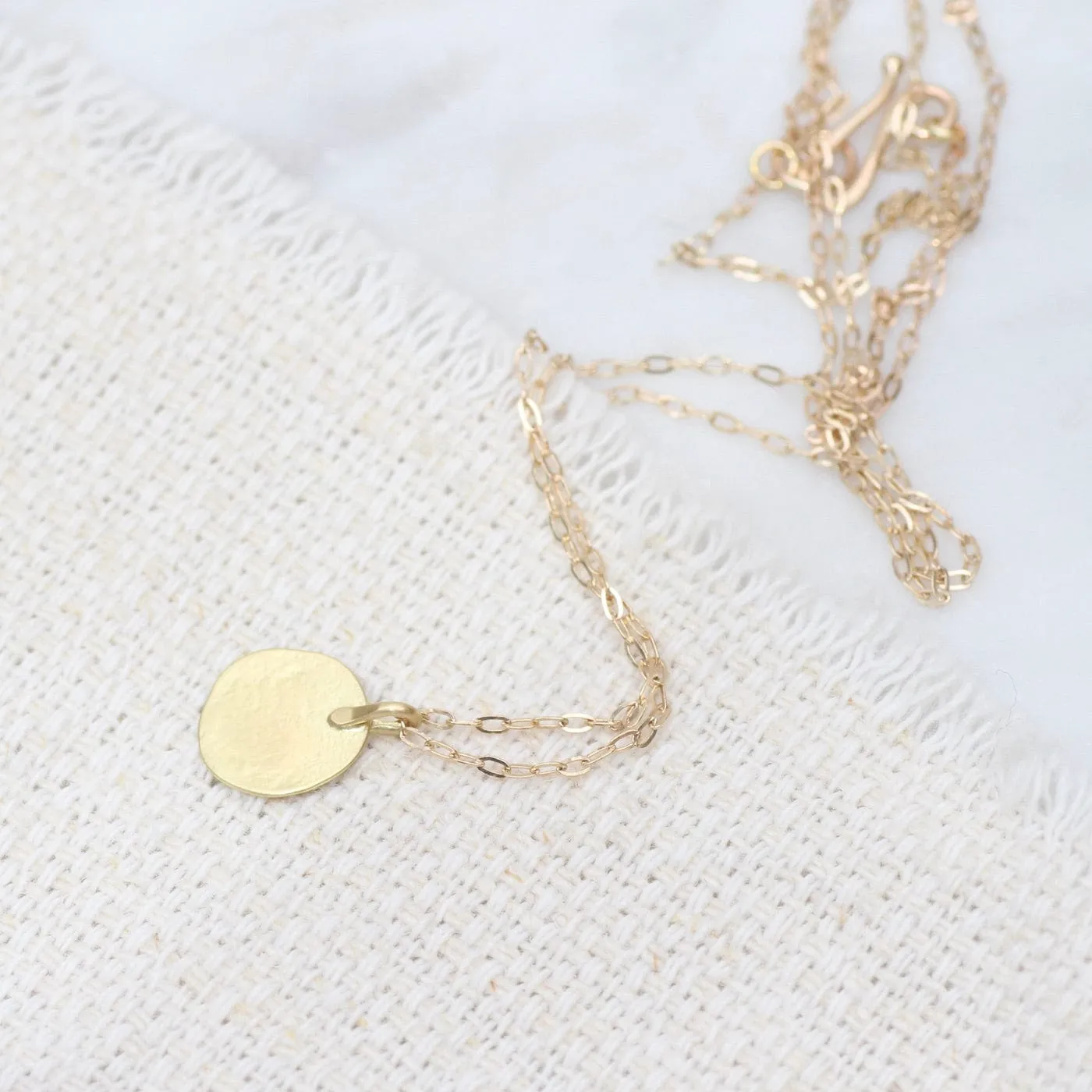 Parchment Disk Necklace - 14k & 18k Yellow Gold