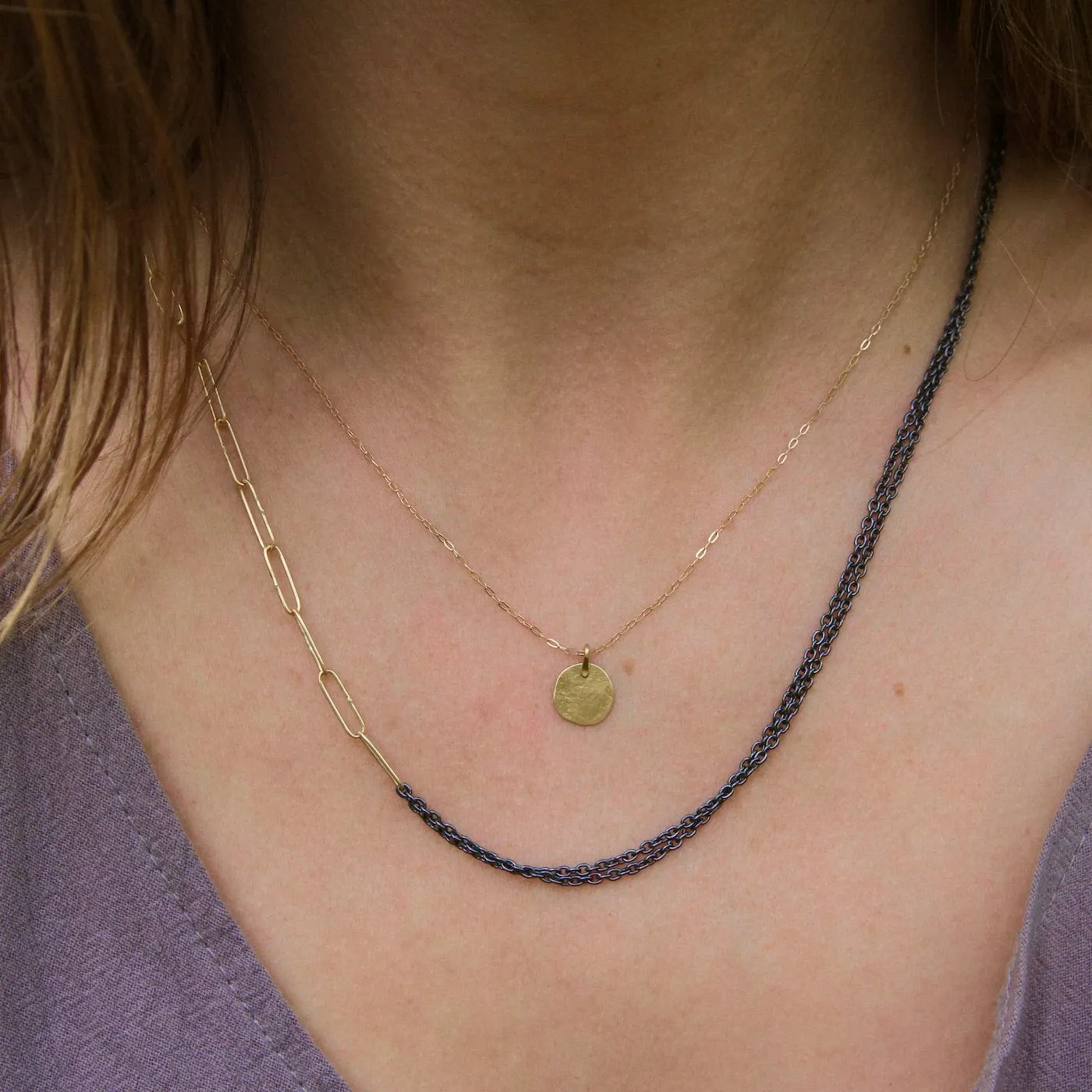 Parchment Disk Necklace - 14k & 18k Yellow Gold