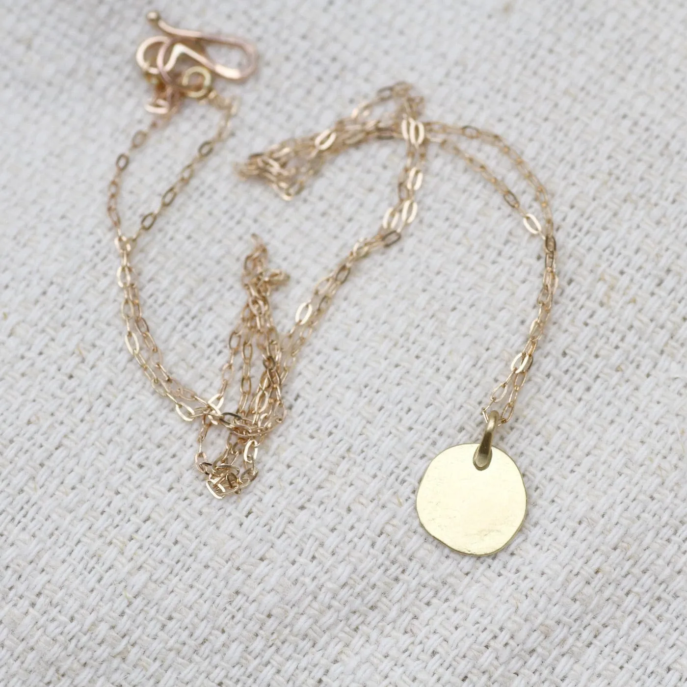 Parchment Disk Necklace - 14k & 18k Yellow Gold