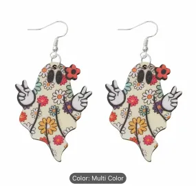 Peace out ghost earrings