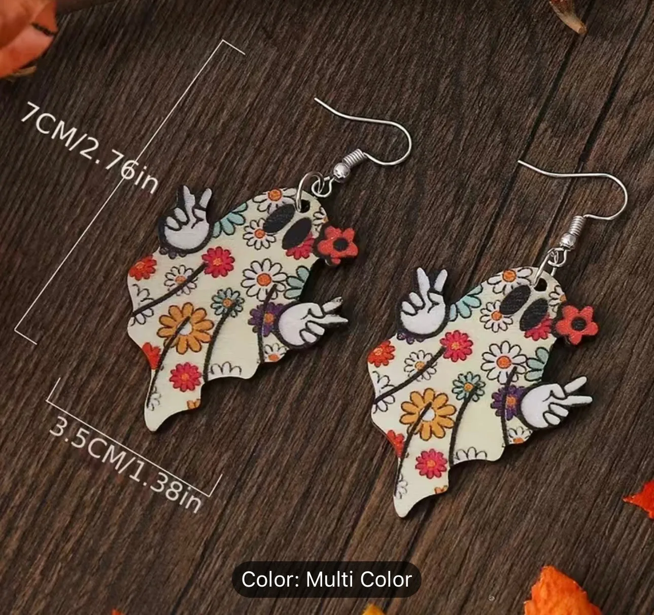 Peace out ghost earrings