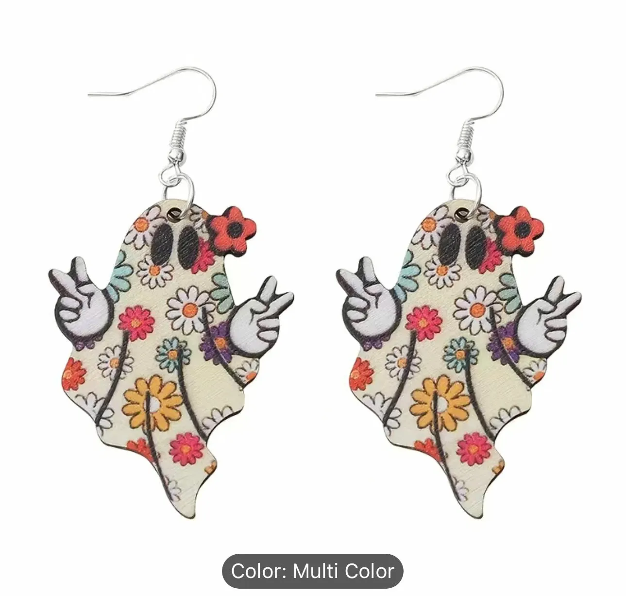 Peace out ghost earrings