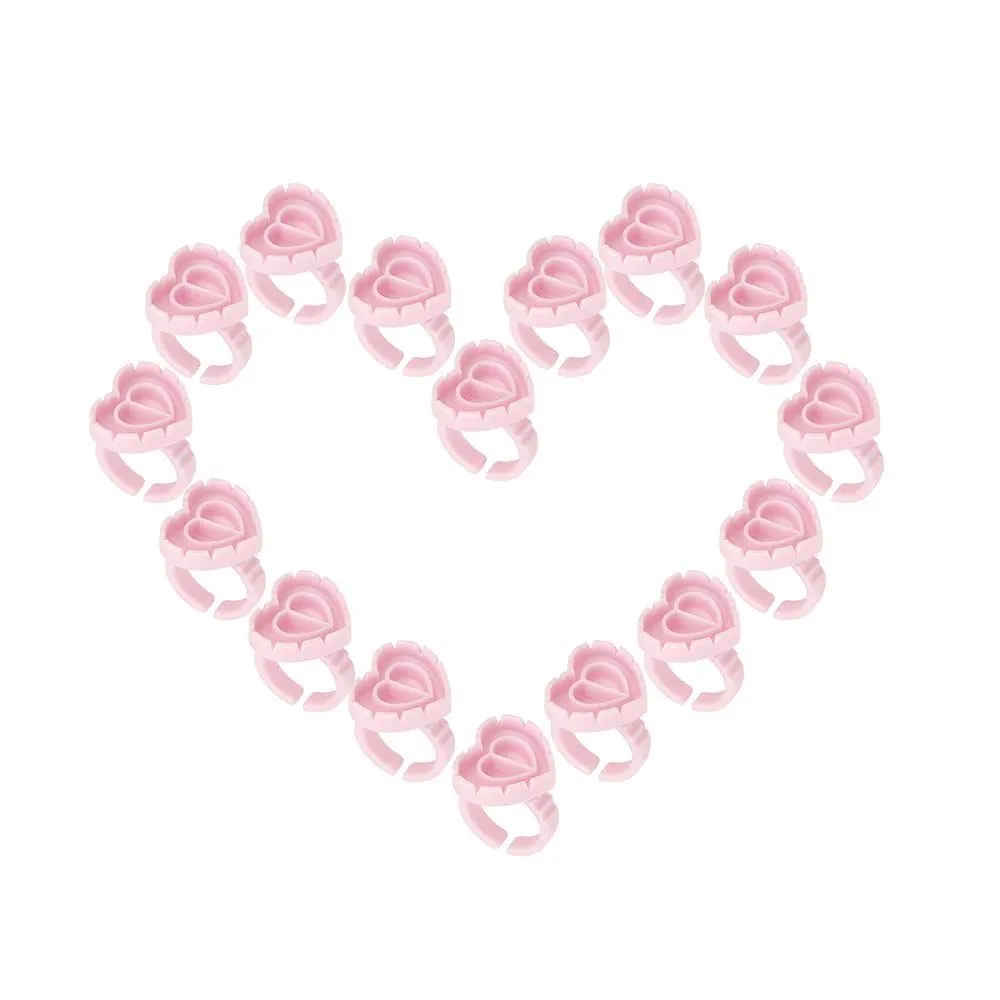 PINK HEART FANNING VOLUME GLUE RINGS PACK OF 100