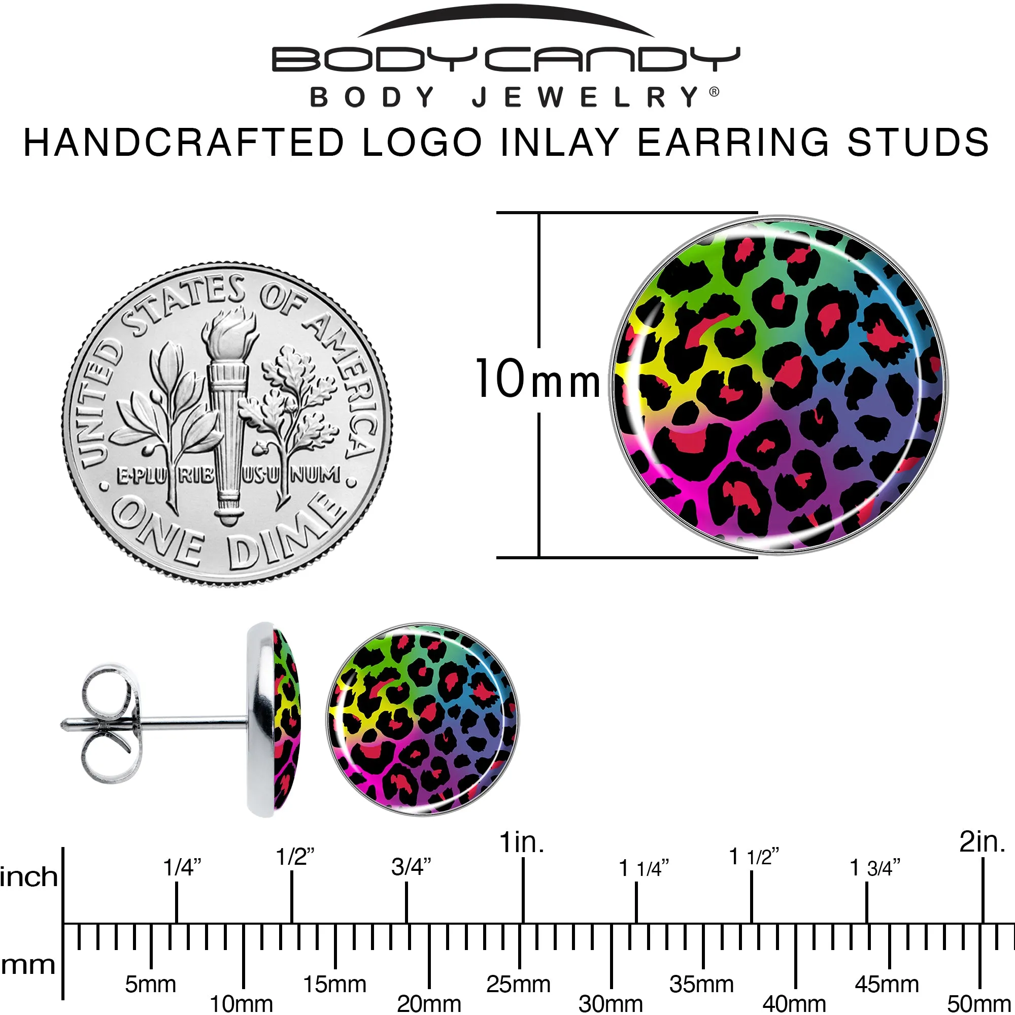 Rainbow Cheetah Print Stud Earrings
