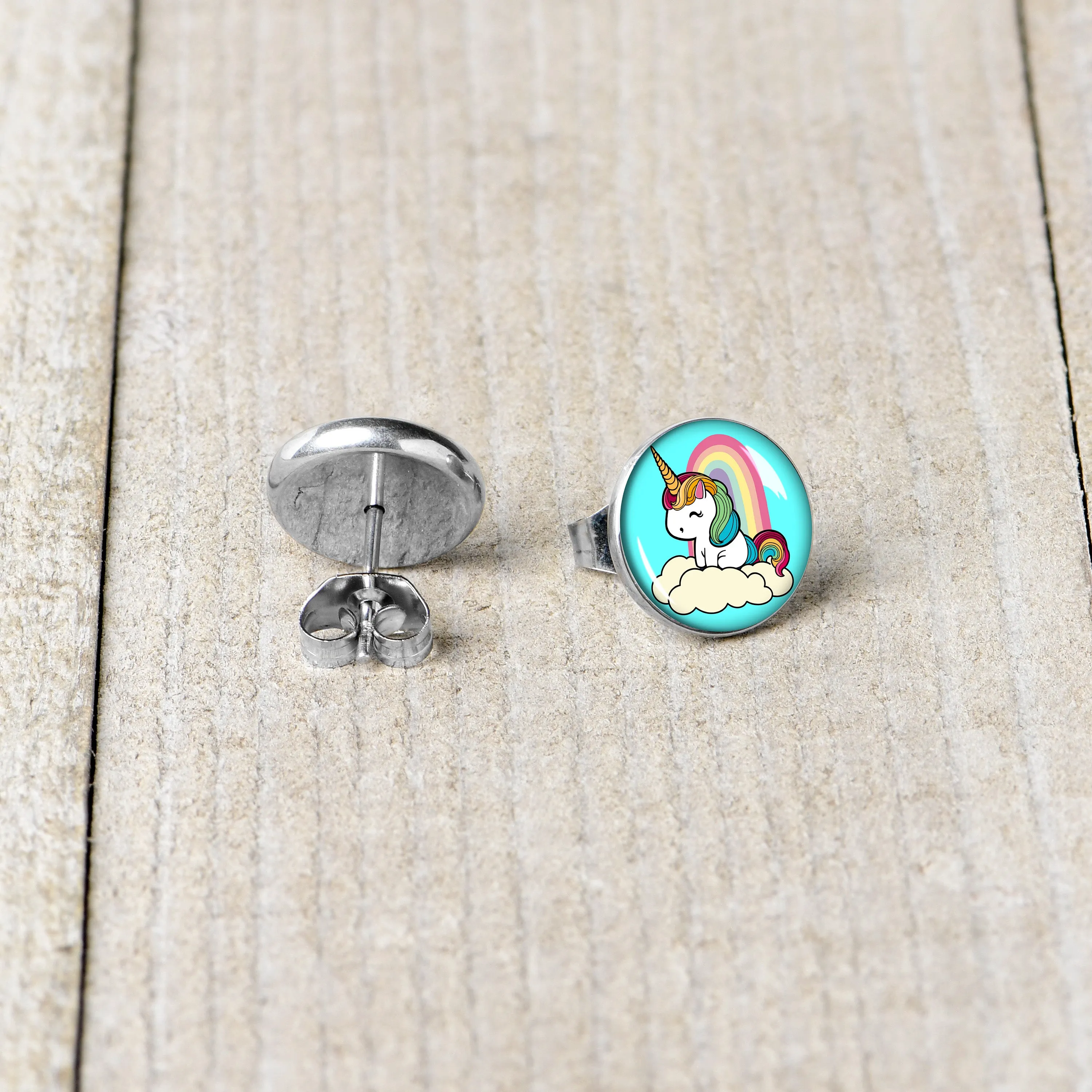 Rainbow Unicorn Stud Earrings