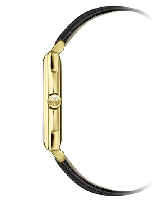 Raymond Weil Toccata Men's Classic Rectangular Gold PVD White Dial Leather Watch | 5425-PC-00300
