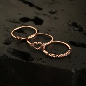 Real Gold Plated 3 Pack Stacking Rings For Women By Accessorize London (Large)