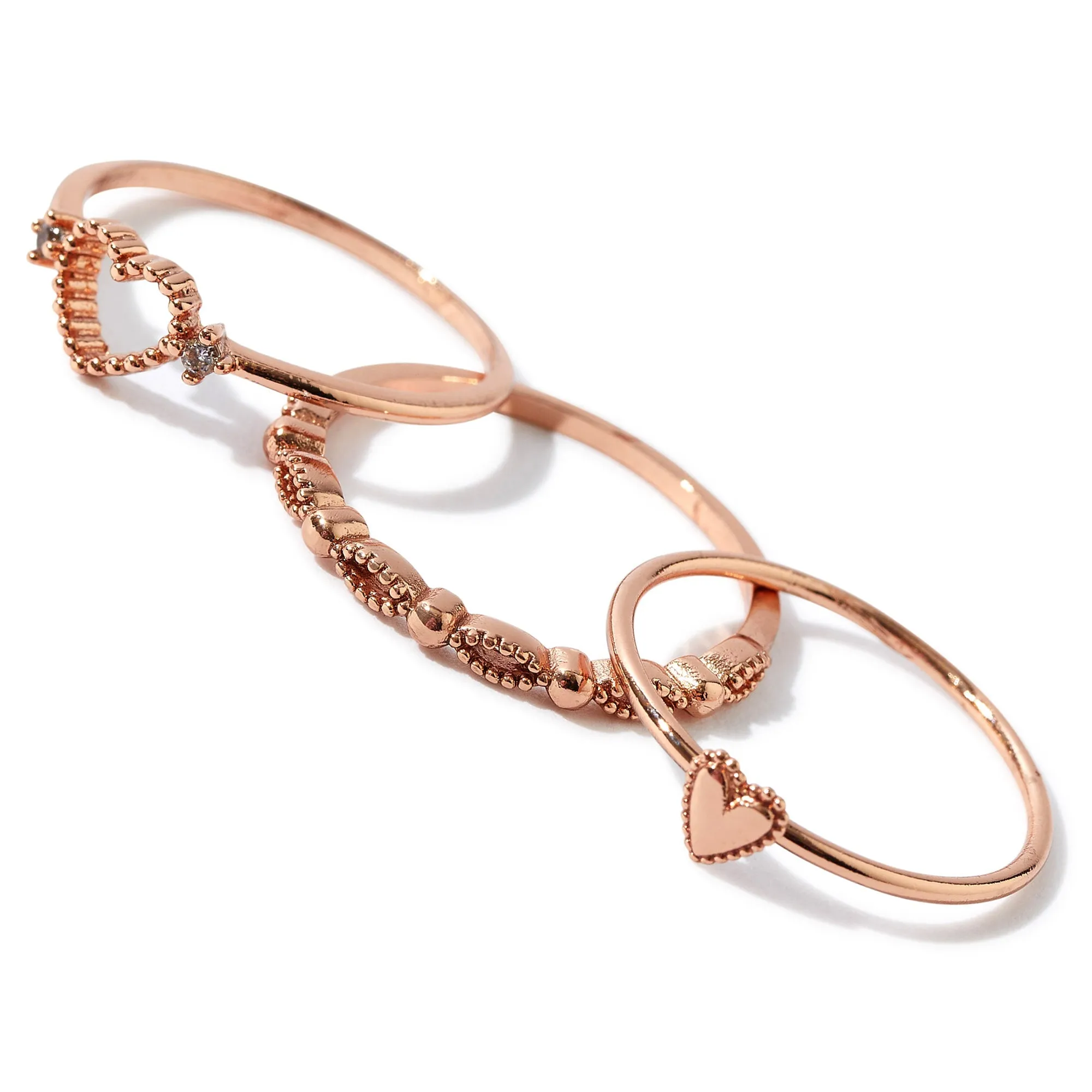 Real Gold Plated 3 Pack Stacking Rings For Women By Accessorize London (Large)
