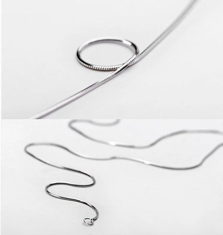 Real Solid 925 Sterling Silver Snake Chain necklaces | Silver Round Chain Necklace | Sterling Silver Ladies Snake Chain | Delicate necklace