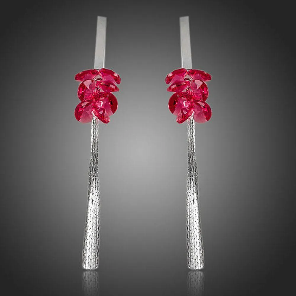Red Rose Tassel Drop Earrings
