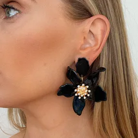 Romantic Black Flower Earrings