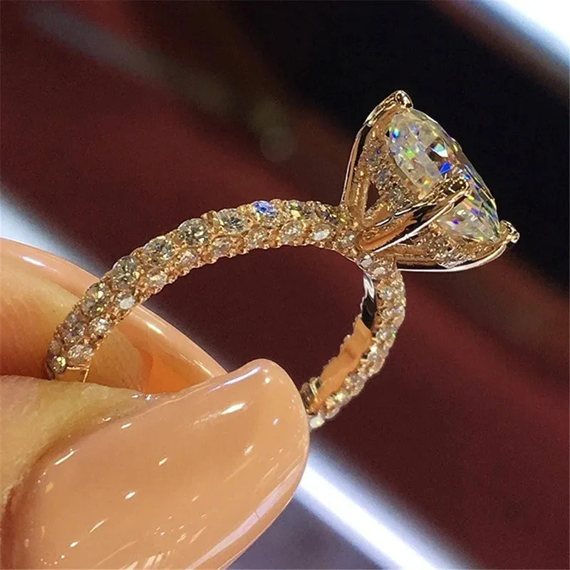Romantic Vow Sincere Commitment Engagement Rings Exquisite White Drill Fashion Rings Women Wedding Trendy Jewelry Best Gifts