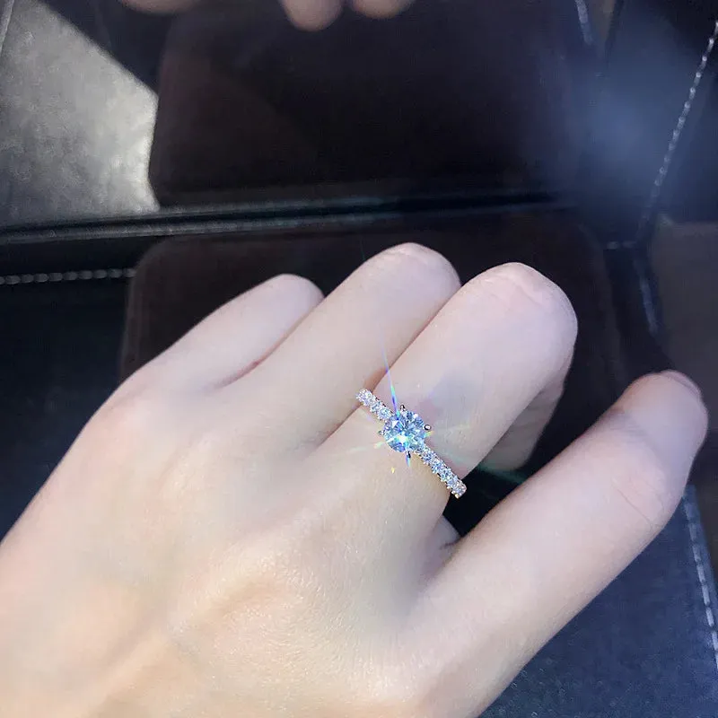 Romantic Vow Sincere Commitment Engagement Rings Exquisite White Drill Fashion Rings Women Wedding Trendy Jewelry Best Gifts