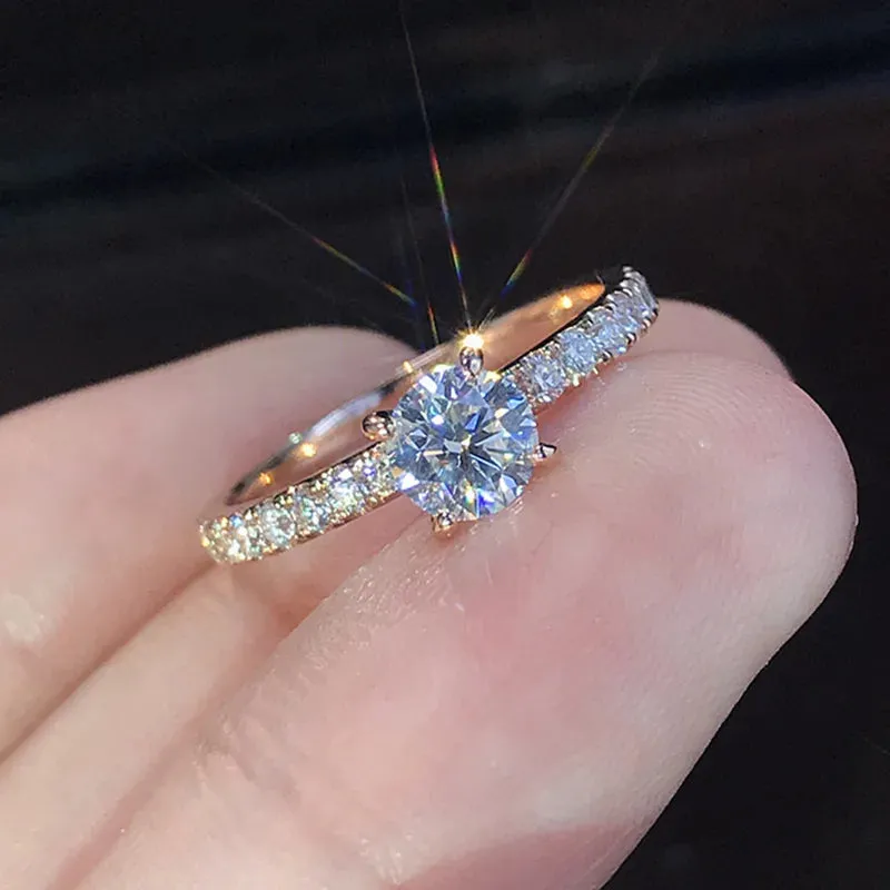 Romantic Vow Sincere Commitment Engagement Rings Exquisite White Drill Fashion Rings Women Wedding Trendy Jewelry Best Gifts