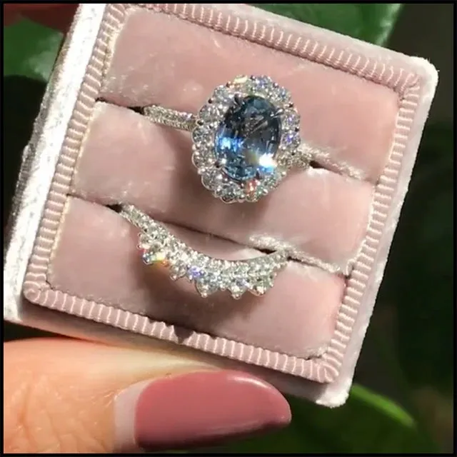 Romantic Vow Sincere Commitment Engagement Rings Exquisite White Drill Fashion Rings Women Wedding Trendy Jewelry Best Gifts