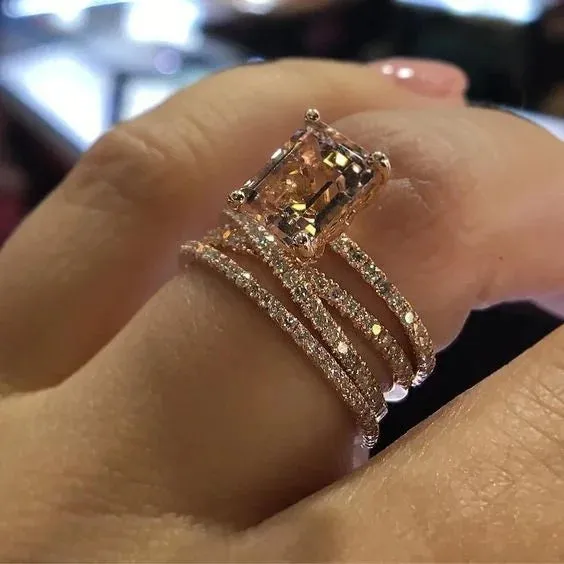 Romantic Vow Sincere Commitment Engagement Rings Exquisite White Drill Fashion Rings Women Wedding Trendy Jewelry Best Gifts