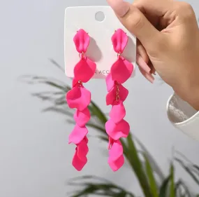 Rose Petal Acrylic Earrings - Fuchsia Pink