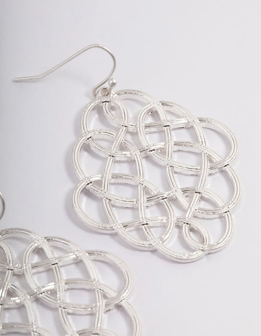 Silver Maze Twisted Drop Earrings