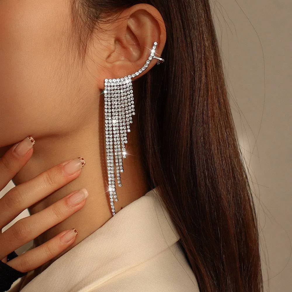 Silver Metal Butterfly Sparkling Zircon Ear Cuff without Piercing For Women